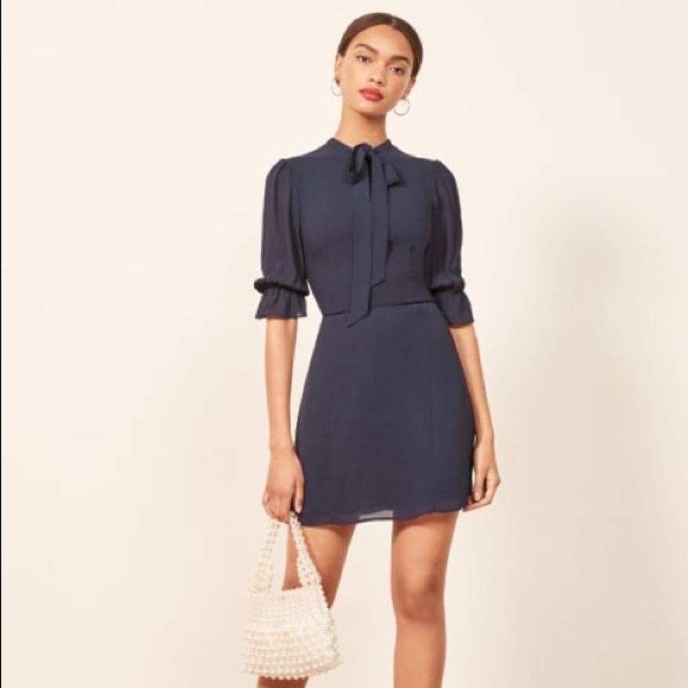 Reformation Cassie Dress Navy Blue